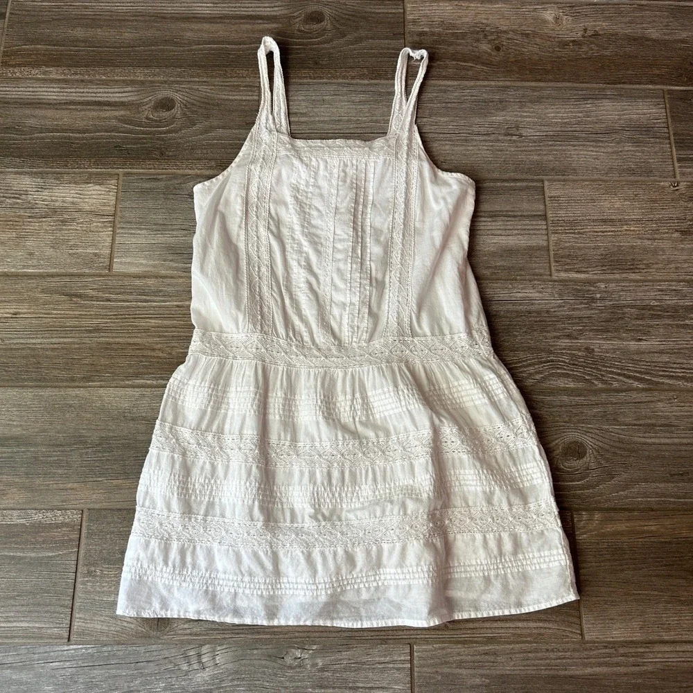 Aerie White Embroidered Lace Trim Mini Dress Sleeveless Casual XS/TP - Picture 1 of 3
